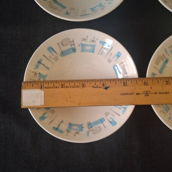 Set of Four Vintage 1950s 1960s MCM Royal China Blue Heaven 5.5" Dessert Bowls - Picture 4 of 5